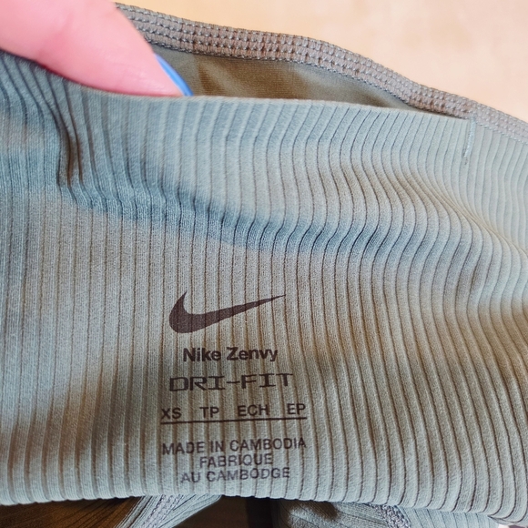 Nike Zenvy Rib Women's Gentle-Support High-Waisted 7/8 Leggings in Vintage Green - Picture 1 of 10